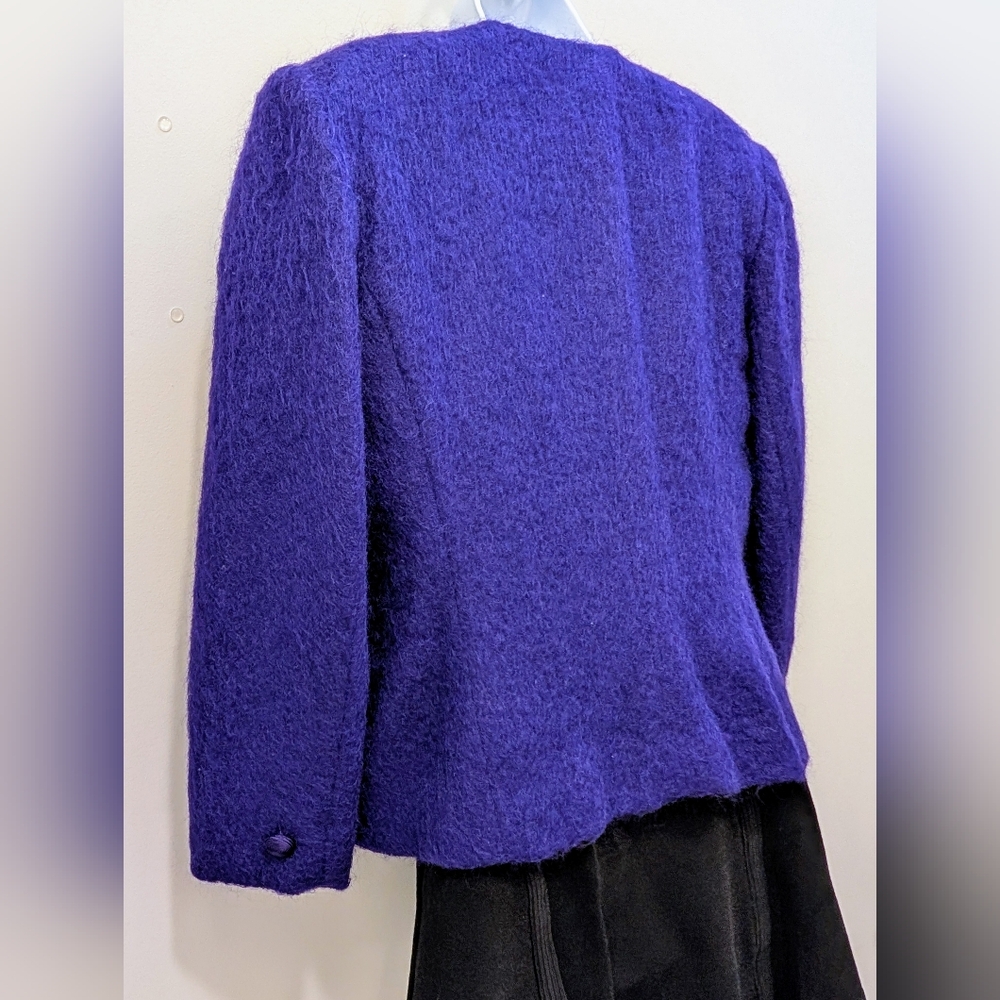 DIOR Christian Dior Vintage 90s Purple Mohair Designer Jacket Size 12 - Picture 7 of 13
